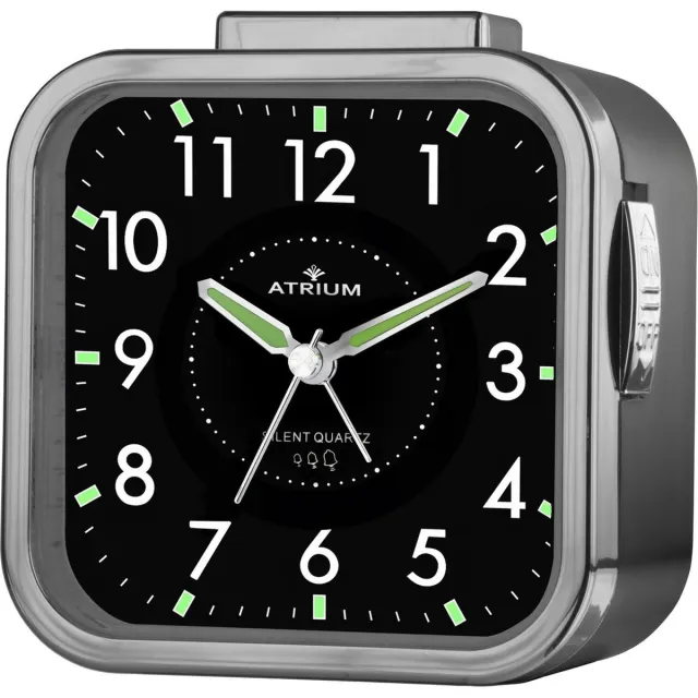 Atrium Wekker - Senioren - Analoog - Zwart - Zonder tikgeluid - Grote cijfers - Duidelijk - Eenvoudige bediening - Opbouwend alarmsignaal - Snooze - Quartz uurwerk - A530-4 zwart/zwart