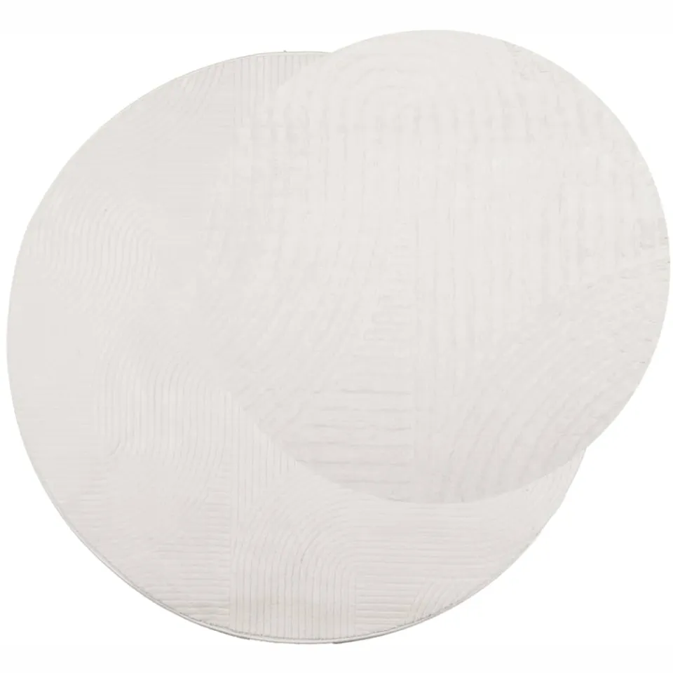 vidaXL Vloerkleed IZA laagpolig Scandinavisch Ø 120 cm crèmekleurig