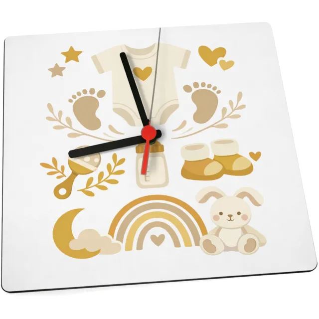 Mr Cadeautjes Klok 19 x 19 - design Een zachte aankondigingsprint voor een nieuwe familiefase me | cadeau Wit