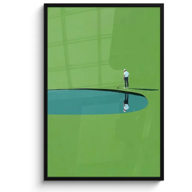 FrameYourWall Poster in lijst - Fotolijst 80x120 cm - Posters - Persoon - Golf - Water - Blauw - Posterlijst zwart - Decoratie - Wanddecoratie woonkamer - Muurdecoratie slaapkamer - Kerstversiering - Kerstdecoratie voor binnen - Kerstmis