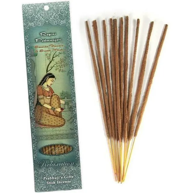 Prabhuji's Gifts Wierooksticks, handgerold, 'Ragini Padmanjari' met kustbloemen en zoete musk, 20 sticks