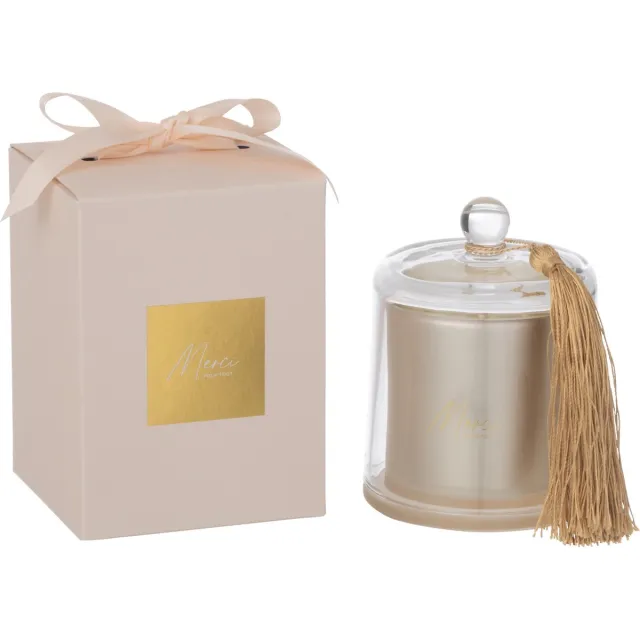J-Line geurkaars Stolp Merci - Elderflower - glas - beige - small - 30U