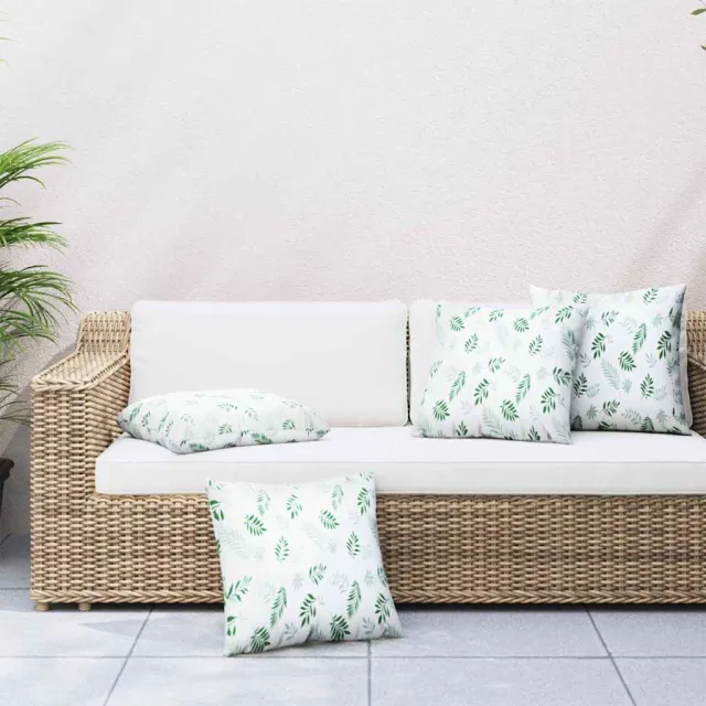 vidaXL Spreidkussens 4 st Polyester Stof Bladpatroon 60 x 60 cm Groen