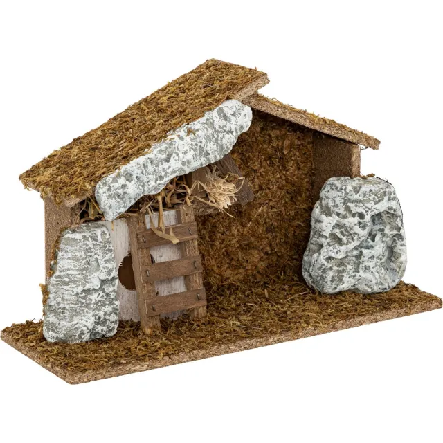 Feeric lights & Christmas Lege kerststal - zonder figuren - L30,5 x B11,5 x H19 cm - hout Bruin