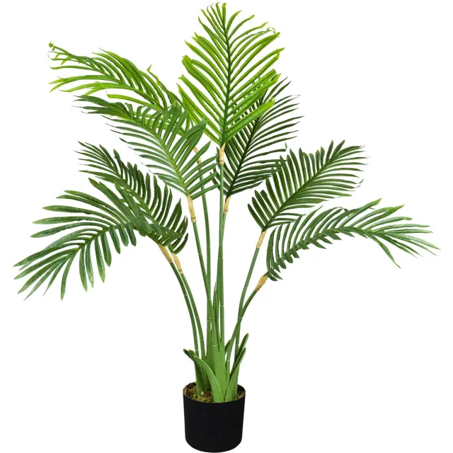 Decovego Grote kunstpalm, realistische plastic plant, arecapalm, 100 cm hoog, balkondecoratie, Decovego Groen