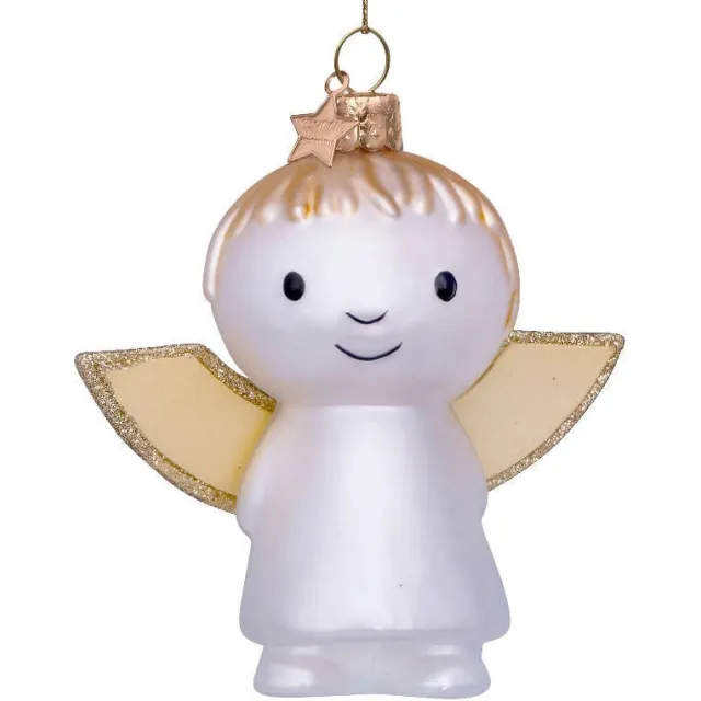 Vondels kerstornament glas Nijntje engel H11cm blauw