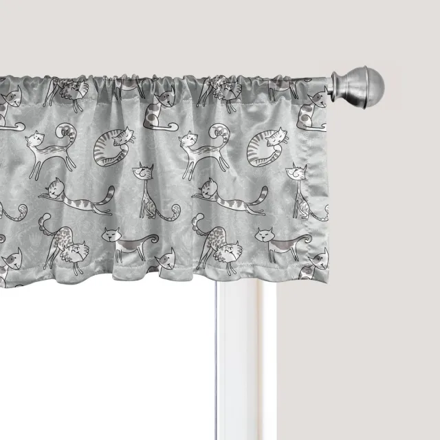 ABAKUHAUS Grijze raamvalletje, gordijnvalletje voor keuken en slaapkamer met tunnelzoom, 137 cm x 30 cm, wit