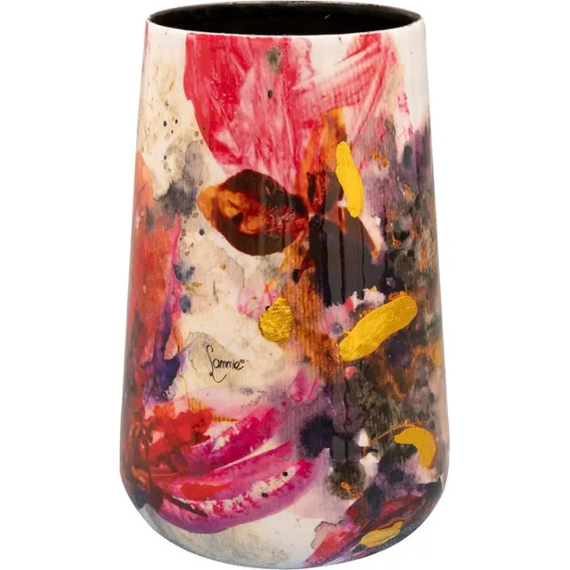 TS Collection Vaas Designed by Lammie - Sweet magnolia - 13x20 - Metaal & Epoxy - Exclusieve woonitems voor binnen - Handgemaakt - Unieke print - Designed by Lammie