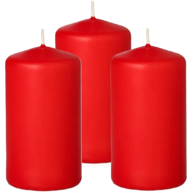 Trend Candles Cilinderkaars/stompkaars - 3x - rood - 5 x 10 cm - 23 branduren - met brandvertragende folie