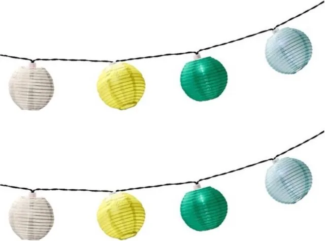 Lumineo 3x stuks solar lampion tuinverlichting/feestverlichting wit, geel, groen, lichtblauw 3.5m - Partyverlichting Lichtsnoeren