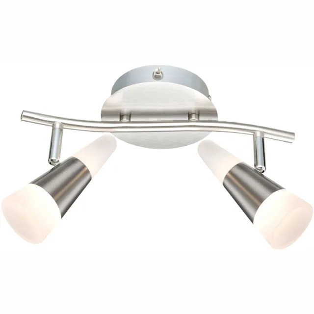 Globo Plafondlamp 2 vlammen plafondspot grijs zwenkbare plafondlamp schakelaar spots LED, met beweegbare spots in grijs en nikkel, 2x5W 2x 300lm 3000K, LxBxH: 30x16,5x16 cm zilver