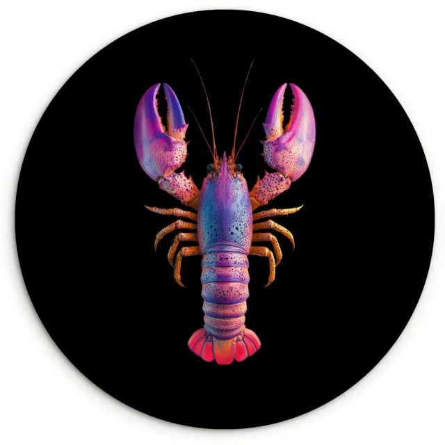 WallCircle Wandcirkel 30x30 cm - Muurcirkel Kreeft - Paars - Roze - Zwart - Stippen - Lila - Muurdecoratie woonkamer - Wanddecoratie slaapkamer - Kamer decoratie accessoires - Ronde schilderijen
