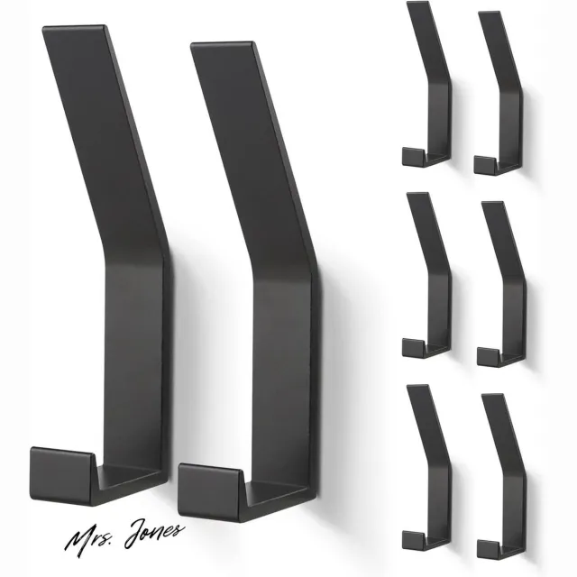 Mrs. Jones Jashaken 8 Stuks Modern Kapstok Zwaar Gebruik Wandhaken Handdoekhaken Dubbele Garderobehaken - Ideaal Voor Badkamer Keuken Toilet - PDGROW® - Zwart . multi-color