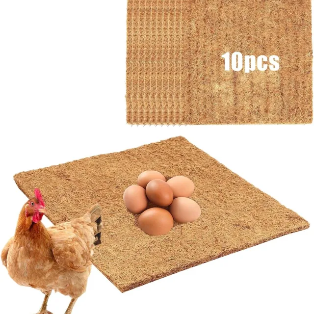 BOYIFEIJIE Kokosmat voor kippenhok - set van 10 stuks - 30 x 30 cm - herbruikbare nestmatten voor eieropslag - warmte-isolerend - robuust en veelzijdig inzetbaar (30 x 30 cm) bruin