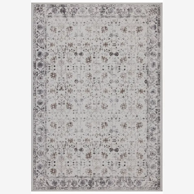 Moonay Vintage Vloerkleed Atlas Floraal 140x200 cm - Wasbaar Antislip Crème CREME