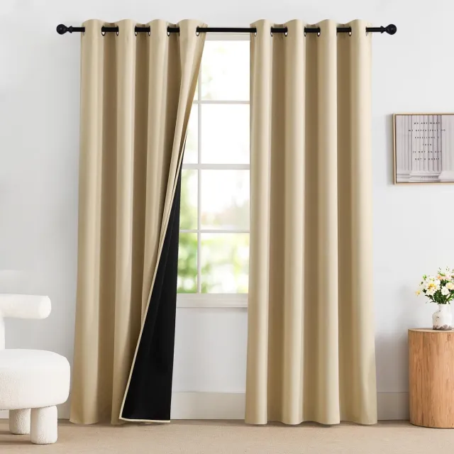 Ibenzoa Stijlvolle Verduisteringsgordijnen voor Optimale Privacy en Comfort, Set van 2, 220x140 cm Biscotti Beige