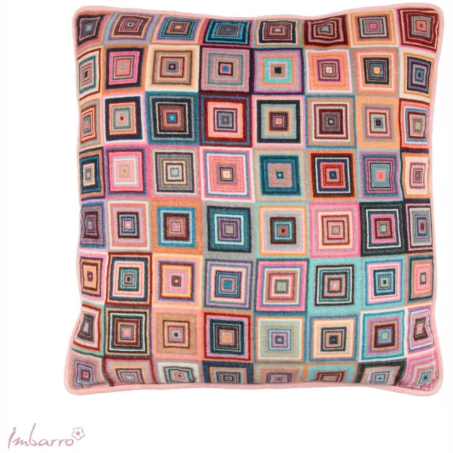 Imbarro Home & Fashion Imbarro - Sierkussen - Kussen - Colour Blocks - Velvet Katoen - 50x50 cm - Multicolor Blokjes Roze