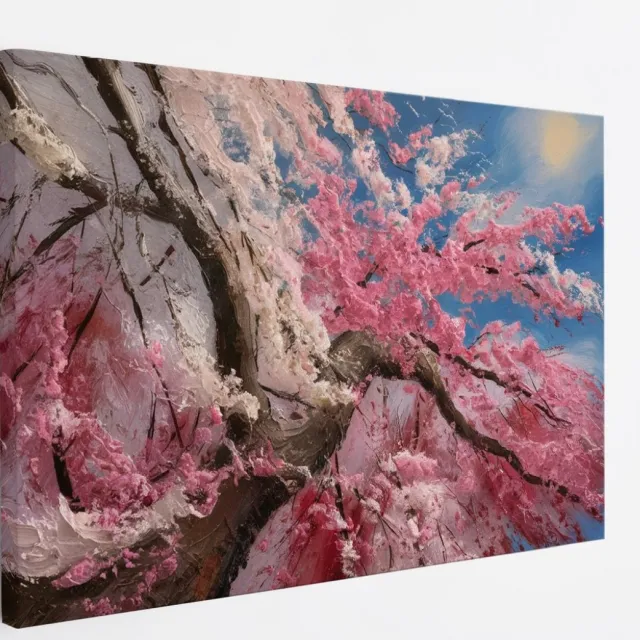 Saammp Canvas Schilderij - Roze - Boom - Abstract - Landschap - Natuur - 45x30 - Foto op canvas - Wanddecoratie - Muurdecoratie Woonkamer - Slaapkamer decoratie - Canvas Print Multicolor