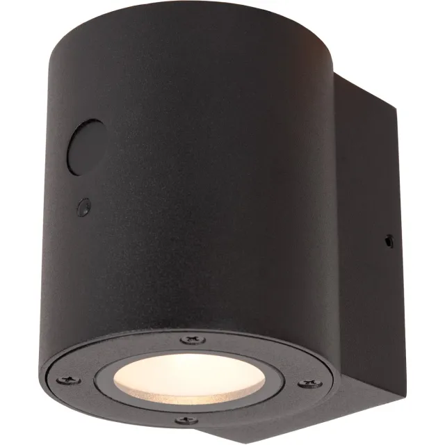 Lucide PERTH - Wandlamp - Zonne-energie - Ø 9 cm - LED Dimbaar - 1x1W 2700K/3000K - IP65 - Beweging & dag/nacht sensor - Zwart