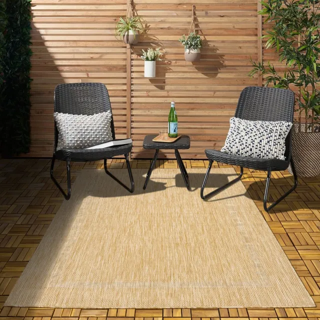 flycarpets Capri Buitentapijt - Buitenkleed - Vloerkleed Voor Binnen & Buiten - Weer en UV bestendig - Perfect voor Balkon, Terras en Serre - Beige - 280x370 cm