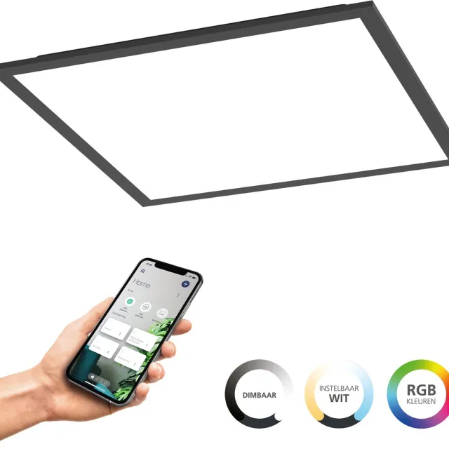 EGLO connect.z Moradillo Smart LED Paneel - 39.5 x 39.5 cm - Zwart - Instelbaar RGB & wit licht - Dimbaar - Zigbee