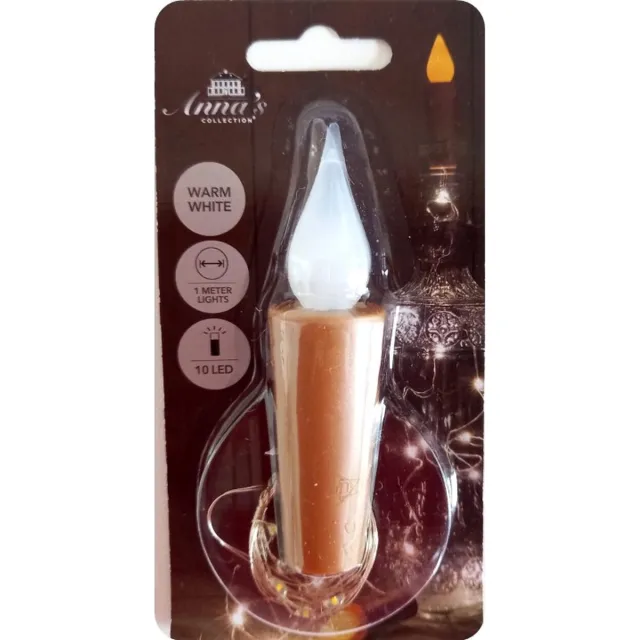 Anna's Collection KAARSVLAM MET 10LED WARM WIT VOOR IN FLES INCL....