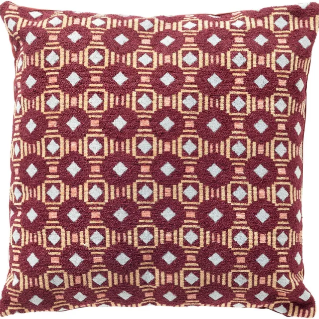 Dutch Decor LENNOX - sierkussen 45x45 cm - chenille - Maroon Banner - multicolour - Inclusief binnenkussen - Luxe kussens voor woonkamer & bank Rood