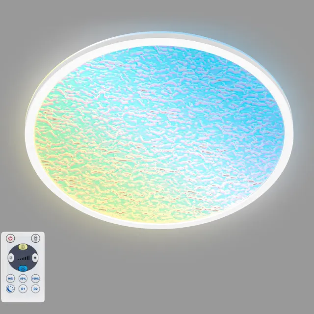 B.K.Licht BRILONER Bikager - LED Plafonniére - plafondlamp met afstandsbediening - dimbaar - met 3D acryldecor - CCT - 22W - Ø42 cm - wit