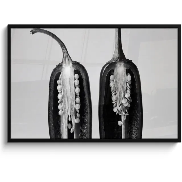FrameYourWall Poster in lijst - Fotolijst 120x80 cm - Posters - Pepers - Zwart - Wit - Zaadlijsten - Posterlijst zwart - Decoratie - Wanddecoratie woonkamer - Muurdecoratie slaapkamer