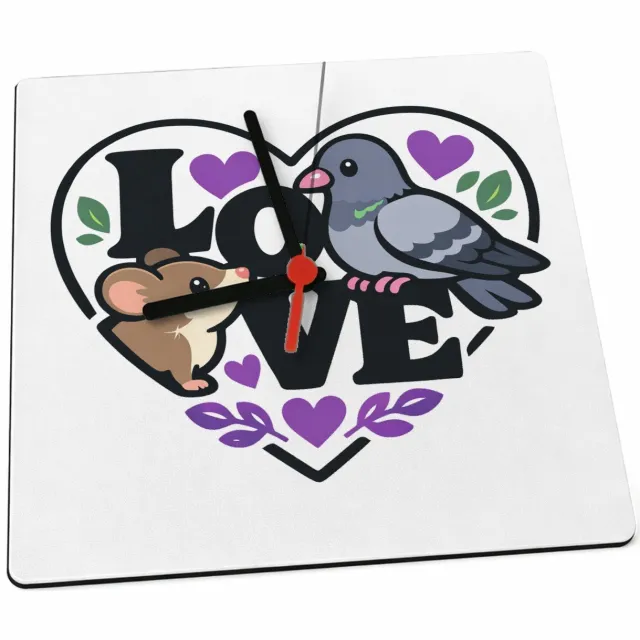 Mr Cadeautjes Klok 19 x 19 - design Een romantische maar luchtige dierencombinatie waarbij een v | cadeau Wit