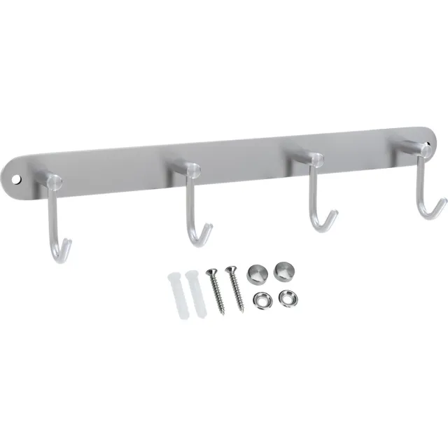 Intirilife roestvrijstalen kapstok model C - 4 haken - jashaken kapstok in 5 verschillende designs Zilver