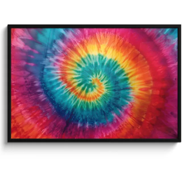 FrameYourWall Poster in lijst - Fotolijst 120x80 cm - Posters - Regenboogkleuren - Tie dye - Posterlijst zwart - Decoratie - Wanddecoratie woonkamer - Muurdecoratie slaapkamer