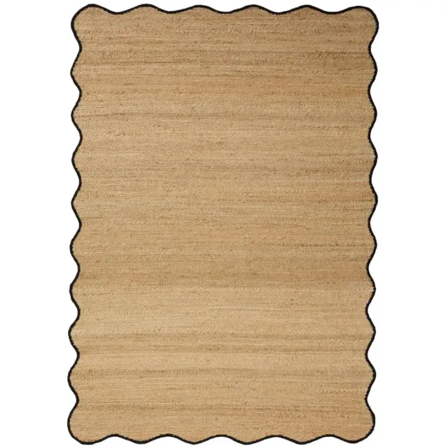 Jute vloerkleed scallop wafelstructuur naturel/antraciet Mrcarpet