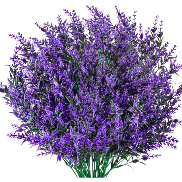 Ibenzoa Zesdelige Set Kunstlavendel Bloemen voor Decoratie en Binnen/Buiten Gebruik paars