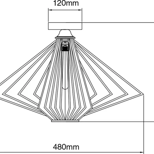 Fantasia Davos plafondlamp zwart staal, Ø48 cm, hoogte 330 mm, E27 fitting, 1 lichtpunt, IP20, lichtbron niet inbegrepen