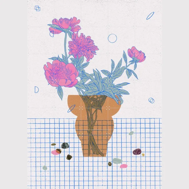 IXXI Peonies, Ada Jarzebowska & Various - 100 x 140 cm - Grote wanddecoratie en posters