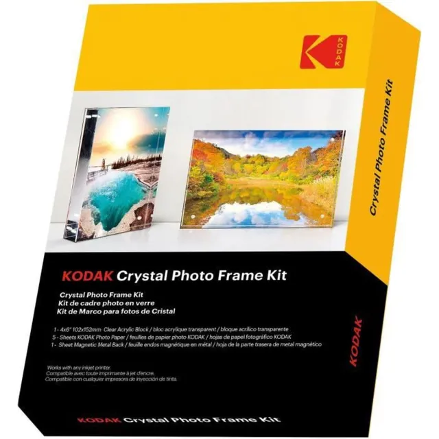 Kodak Transparante lijst, A6 formaat (10x15cm) met 5 vellen fotopapier en een magneetvel, Inkjet printen Transparent