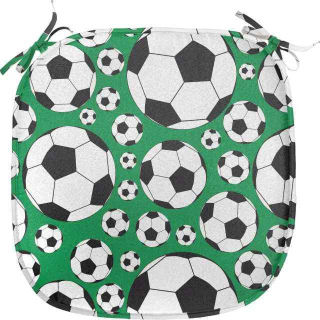 New Bed Voetbal Populair Sport Motief Stoelkussen Set van 4, Anti-Slip Zitting Pad, 40 cm x 40 cm Wit Zwart en Groen