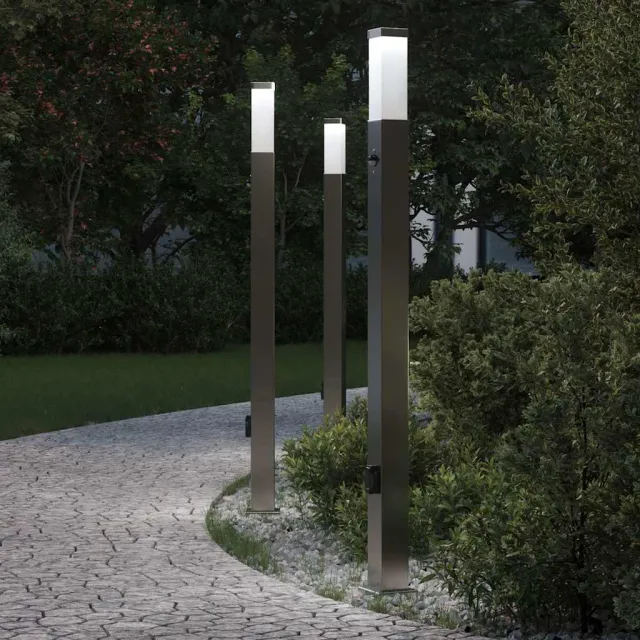 vidaXL Bolderverlichting met sensor en stopcontact 3 stuks 110 cm Zilver