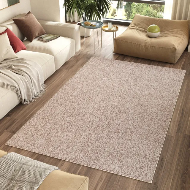 Tapiso Nizza Vloerkleed Beige Laagpolig Antislip Waasbaar Tapijt Maat- 80x150