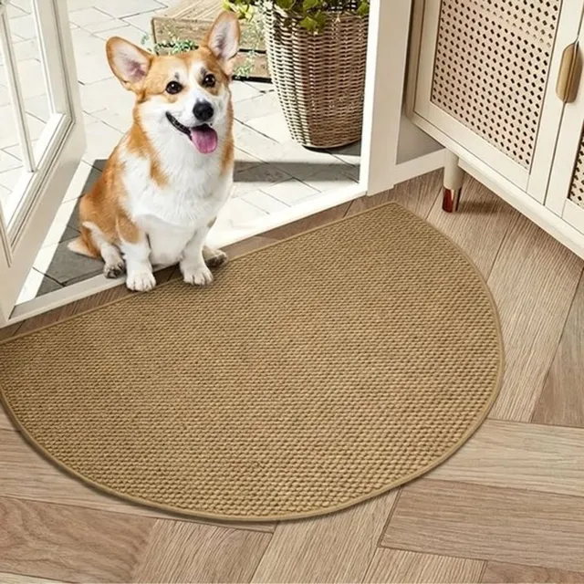 Bomiclss 50 X 80 Cm — Bruin Halfrond Vloerkleed Van Imitatie-Sisal | Antislip, Wasbare Entreemat | Absorberend, Antislip, Wasbaar, Anti-Fouling Deurmat,Geschikt Voor Voor- En Achterdeuren, Entrees En Keukens