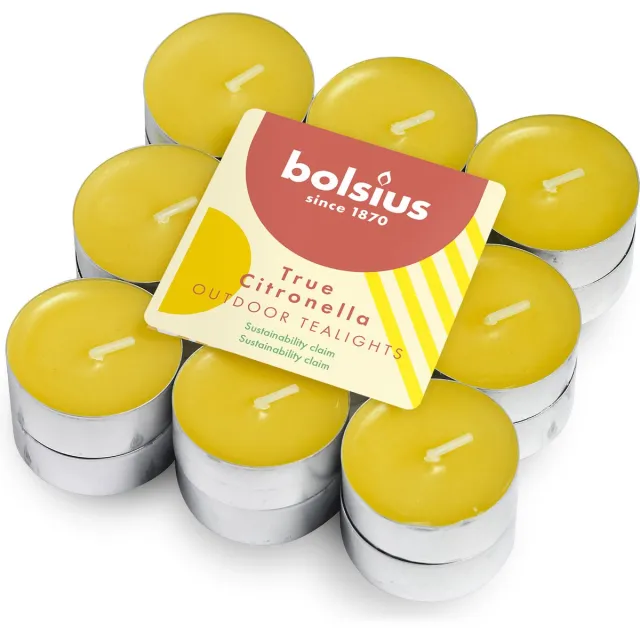 Bolsius Theelichten Citronella 4 branduren Geel