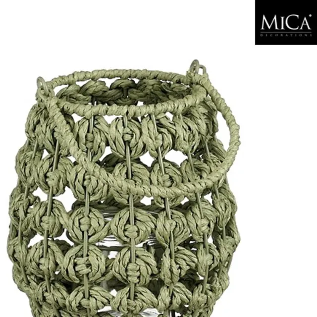 Mica Decorations Yodi lantaarn groen - H18 x Ø18 cm