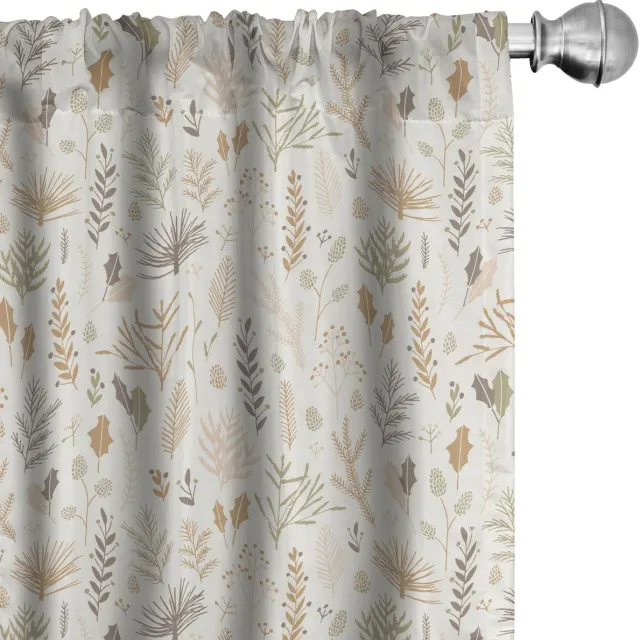 ABAKUHAUS Botanisch Raamgordijnen, Herfst-Bladeren en Planten, Lichtgewicht decoratieve 2-delige set met roedezak, 2 stuks 75 cm B x 245 cm L, Meerkleurig