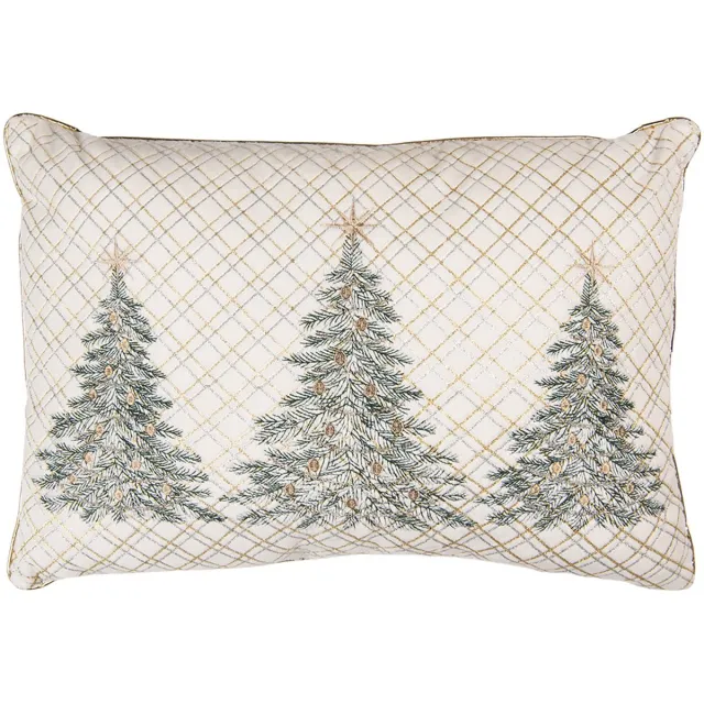 Clayre & Eef Sierkussen 50x35x4 cm Beige Polyester Kerstboom