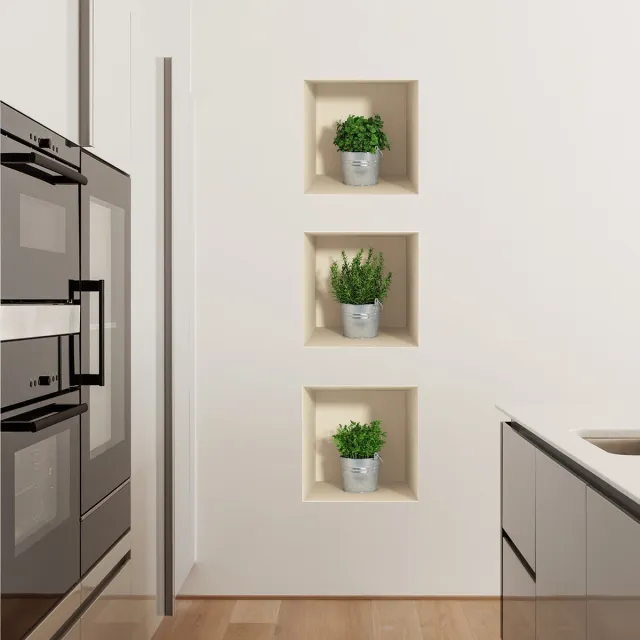 Ambiance Sticker 3D Muurstickers, 3D Kruideneffect Muursticker - 3D Zelfklevende Stickers voor Slaapkamer/Woonkamer, Trompe l'oeil - 30x90cm Multi color