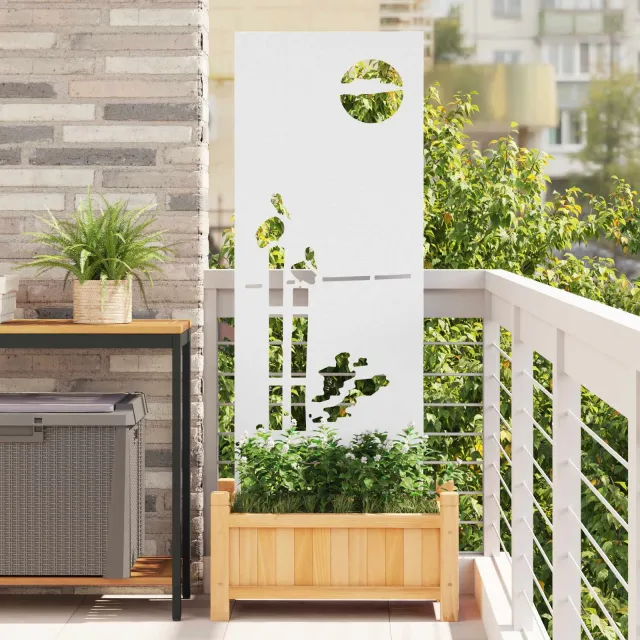 vidaXL Tuin Privacy Screen Fretwerk Wit 50 x 140 cm Koudgewalst staal