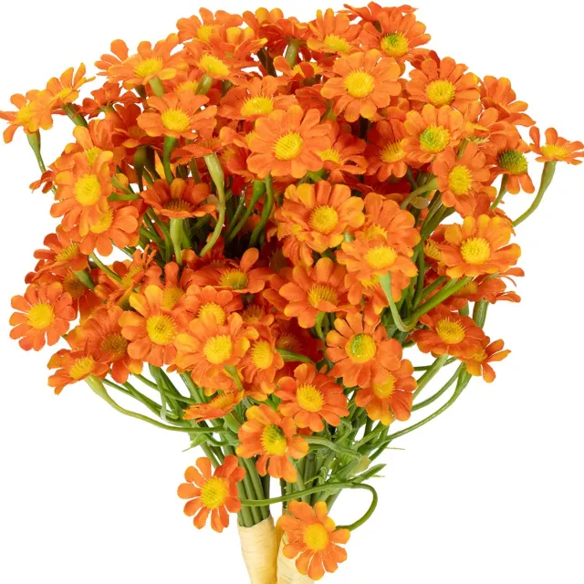 Viana Kunstboeket kamillebloemen voor sfeervolle seizoensdecoratie, 27 cm, 3 oranje