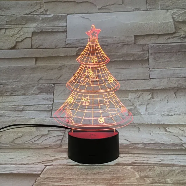 MC Living 3D Led Lamp Met Gravering - RGB 7 Kleuren - Kerstboom