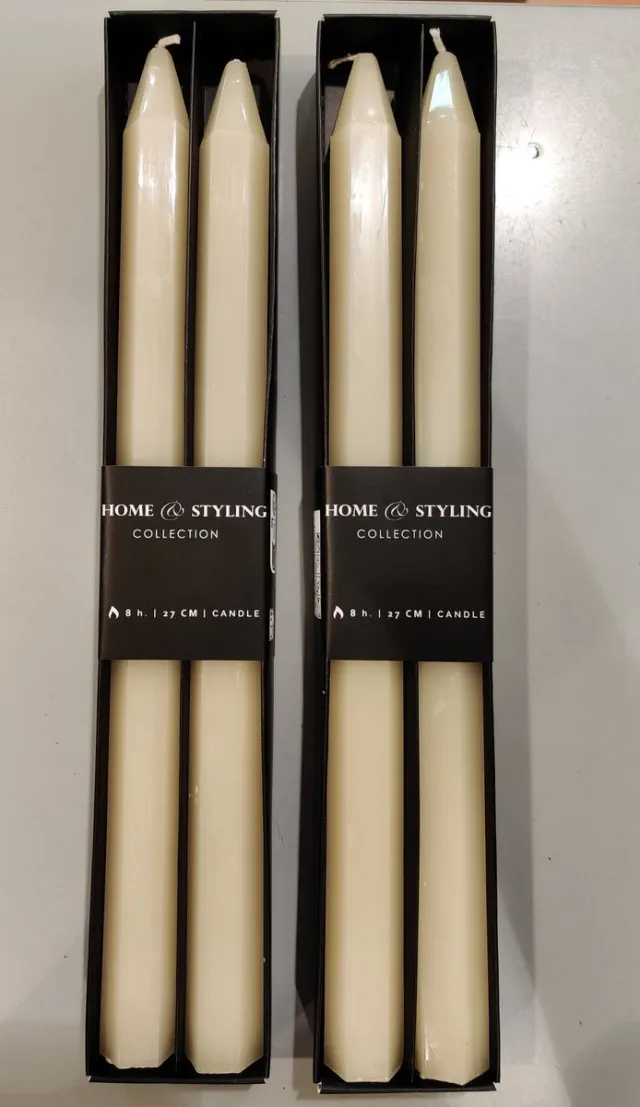 Home & Stying Dinerkaars set 4 stuks 27 cm - Kaarsen 4 stuks 27 cm Wit